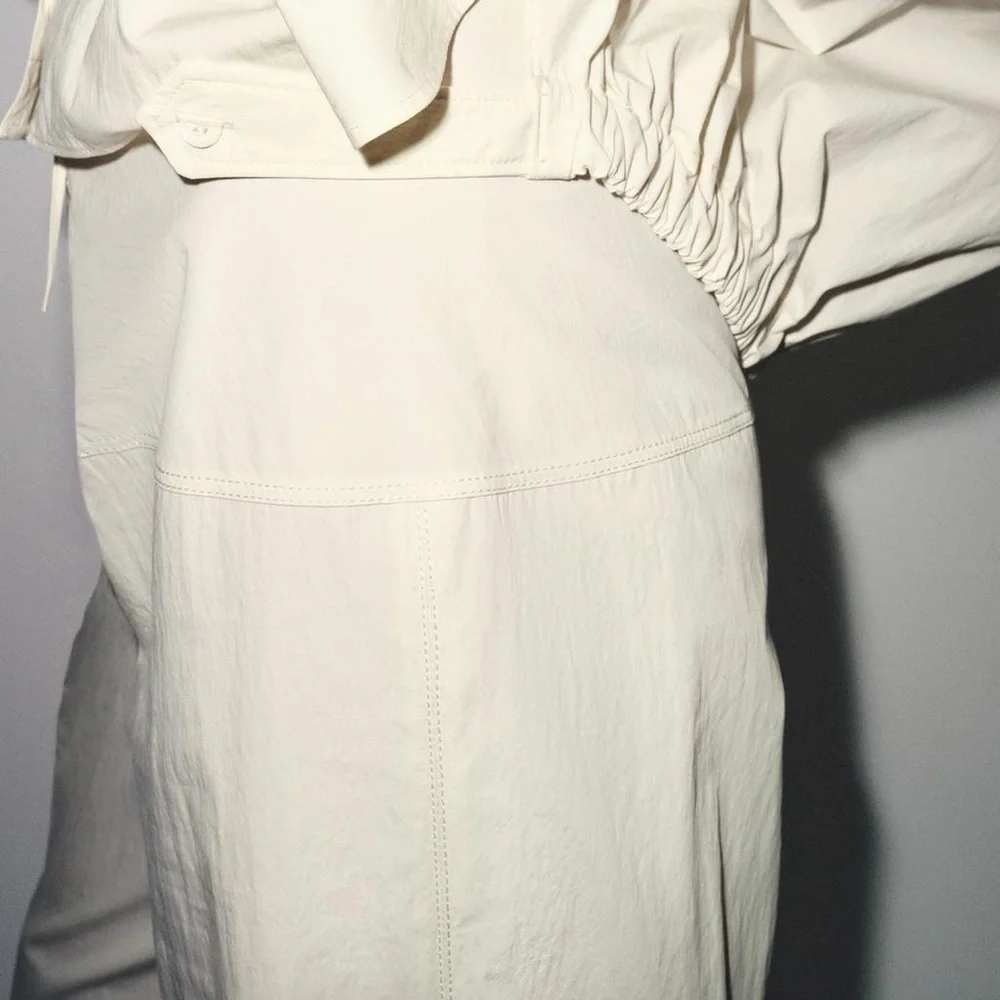 Zara NWT ZW COLLECTION off white back zip pants